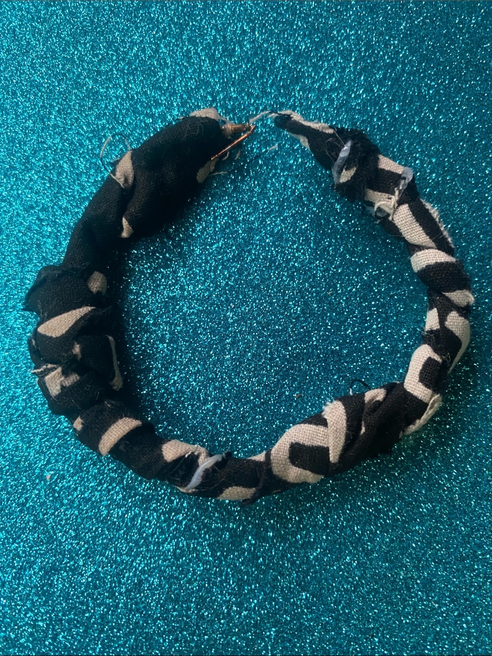 Black and Cream Wrapped Fabric Bracelet